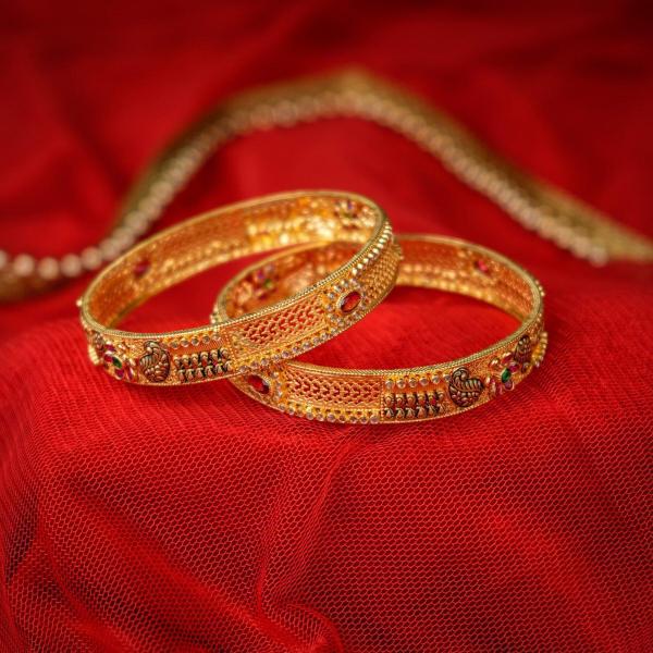 Antique Gold Bangles with Meena Work and Beautiful Design 