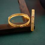 Beautiful Gold Bangles with red Stone And Beautiful Design 