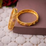 Fancy Gold Antique Bangles with Beautiful Design 