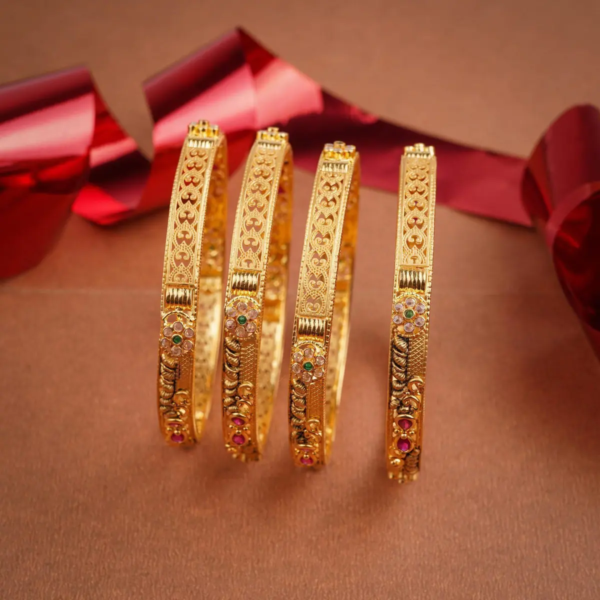 Elegant Gold Bangles for Ladies with Fabulous Work 