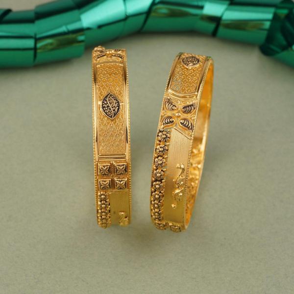 Gold Antique Solid Bangles For Ladies with beautiful Design 