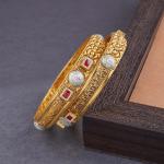 Amazing Gold Bangles for Ladies with Beautiful Meenakari work 