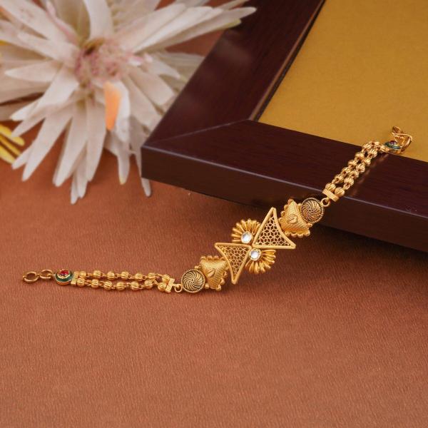 Gold Ladies Bracelet with Adoreable Design & Stones 