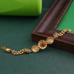 Gold Antique Bracelete for Ladies with Fabulous Design in Kundan Stones 