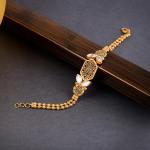 Beautiful Gold Bracelet with Kundan work for Ladies in Flowers & Leaf Design 