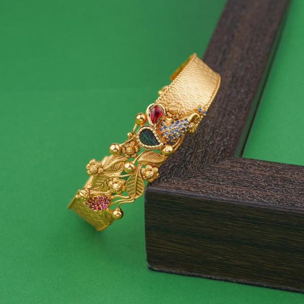 Amazing Gold Ladies Bracelete with Beautiful Multicolour Peacock Design 