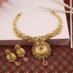 Amazing Gold Antique Necklace Set with Fabulous Design 