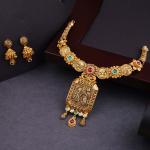 Amazing Gold Antique Necklace Set with Beautiful Kundan work 