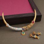 Gold Antique Hasli Set with Meena and Kundan Stones in Beautiful Design 