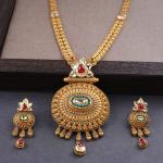 Elegant Long Antique Ranihar Sets with Meena work & Kundan Stones in Round Shape & Amazing Design 