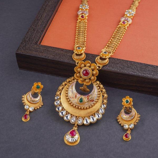 Long Antique Ranihar Sets with Fabulous Design & Kundan work in Round Shape for Ladies