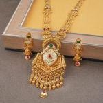 Elegant Flowers Design Gold Ranihar Set for Ladies with Zerkon Stones & Beautiful Design 