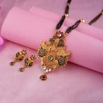 Adoreable Gold Mangal Sutra pendant Set in Kundan Stones & Black Meena with Beautiful Design 