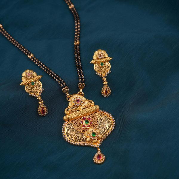 Elegant Gold Mangal Sutra Pendant set with Earring and Beautiful Design 