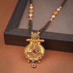 Beautiful Gold Mangal Sutra Pendant Set in Amazing Design with Earrings 