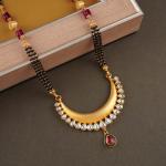 Gold Antique Mangal Sutra Pendant Set with Amazing shape and Design with White Pearls 