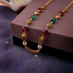 Beautiful Gold Antique Matar Mala with Red and Green beads 