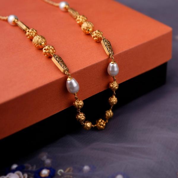 Gold Matar Mala in Fabulous Design And White Pearl