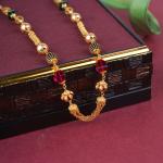 Gold Beautiful Matar Mala Chain with Red pearls