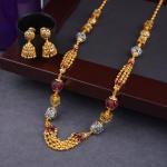 Gold Matar Mala Chain Set with Beautiful Jhumke and Designs