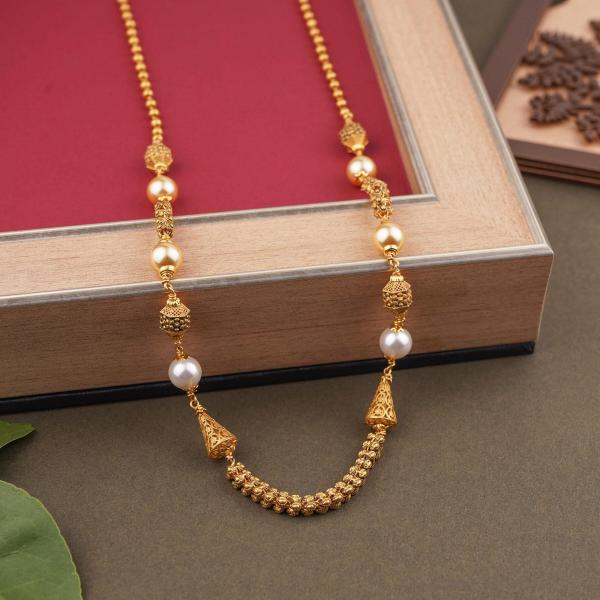 Gold Matar Mala in Fabulous Design And White Pearl