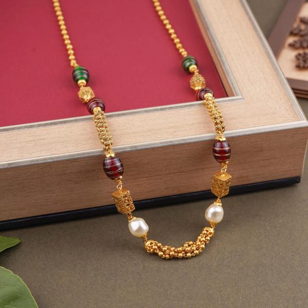 916 Hallmark Gold Matar Mala in fabulous Design & Multicolour Beads 