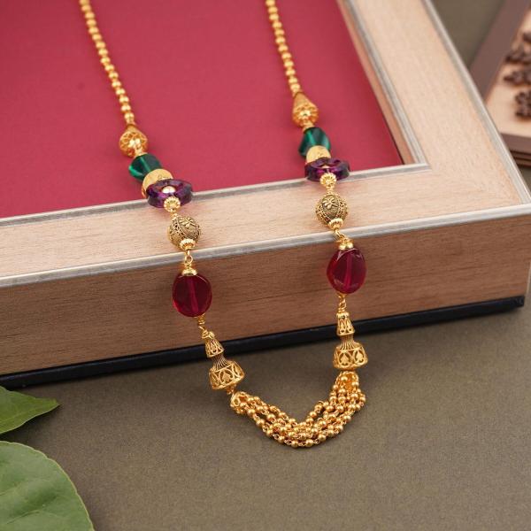 917 Hallmark Gold Matar Mala in Amazing Design & Multicolour Beads 