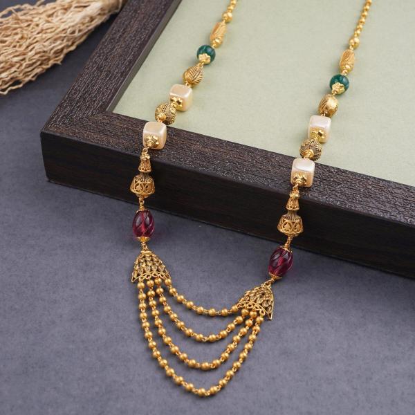 Gold Antique Multi Layer Matar Mala with Beautiful Design 