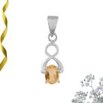 925 Sterling Silver Natural Citrine Gemstone Pendant / Locket for Women & Girls