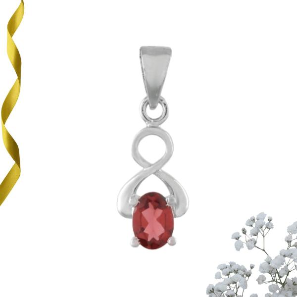 925 Sterling Silver Natural Garnet Gemstone Pendant / Locket for Women & Girls