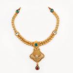 Fancy Gold Necklace with Meena work and Beautiful Stones