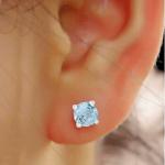 925 Sterling Silver Real Blue Topaz Gemstone Round Shape Stud Earrings