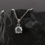 925 Sterling Silver Natural Swarovski Zirconia Gemstone Pendent with Chain for Women & Girls