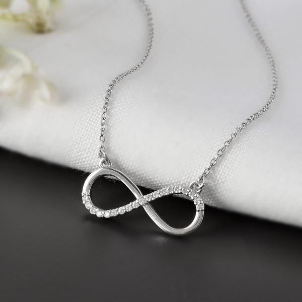 925 Sterling Silver Swarovski Zirconia Infinity Shape Pendent Chain