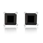 925 Sterling Silver Real Black onyx Square Gemstone Shape Stud Earrings