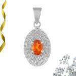 925 Sterling Silver Natural Golden Topaz Gemstone Pendant / Locket for Women & Girls