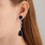 925 Sterling Silver Natural Black onyx Gemstone Dangler Drop Earrings