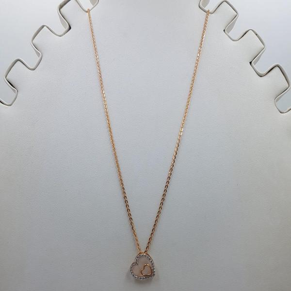 ROSE GOLD CHAIN PENDANT WITH HEART SHAPE AND ZERKONS