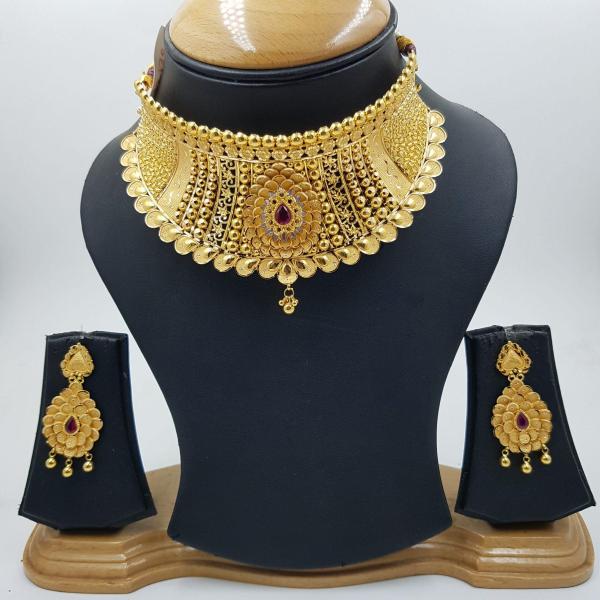 Beautiful Gold Chocker Set Plain Design for Brides weight 43.130gms Only