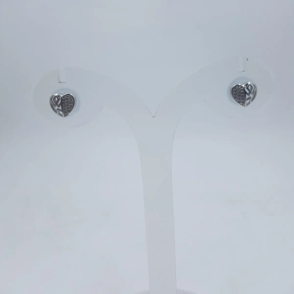 SILVER HEART SHAP STUDS