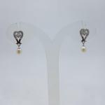 STERLING SILVER 925 EARRINGS IN HEART SHAPE AND WHITE PEARL