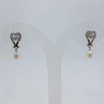 STERLING SILVER 925 EARRINGS IN HEART SHAPE AND WHITE PEARL