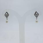 STERLING SILVER 925 EARRINGS IN SQUARE AND WHITE PEARL