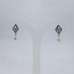 STERLING SILVER 925 EARRINGS IN SQUARE AND WHITE PEARL