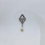 STERLING SILVER 925 EARRINGS IN SQUARE AND WHITE PEARL