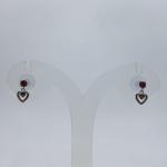 SILVER HEART SHAPED STUDS WITH RED STONE