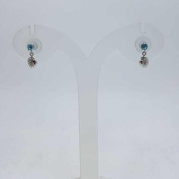 SILVER HEART SHAPED STUDS WITH SKY-BLUE STONE