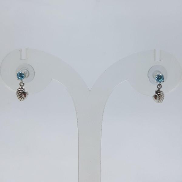 SILVER HEART SHAPED STUDS WITH SKY-BLUE STONE