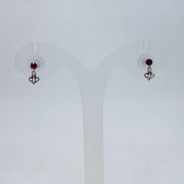 SILVER HEART SHAPED STUDS WITH PINK STONE