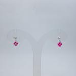 SILVER PINK FLOWER SHAPE STUDS